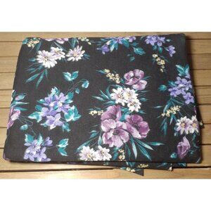 Knit Sewing Fabric Black Background Bold Purple Flowers 1-1/8yd x 60" Cottage